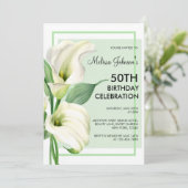 ホワエレガントイトカラリリーフローラ50誕生日 招待状 (スタンド正面)