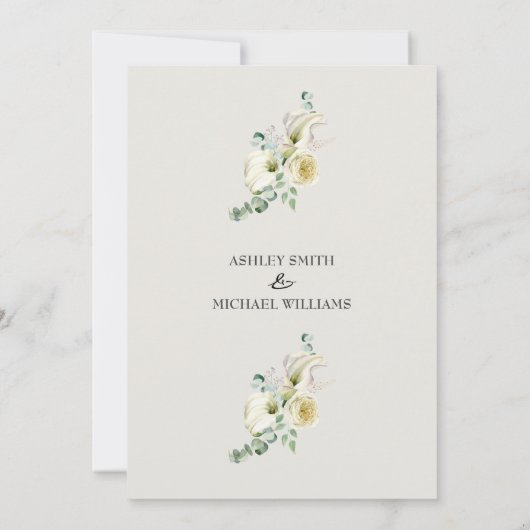 ホワエレガントイトカラリリー&ユーカリ結婚ス 招待状 (裏面)