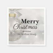 ホワエレガントイトクリスマスオーナメントホリデーパーティー スタンダードカクテルナプキン (正面)