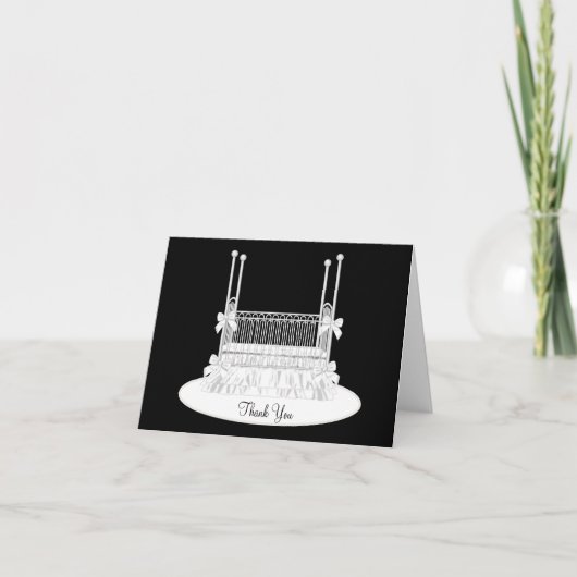 ホワエレガントイトクリブベビーシャワーサンキューカード サンキューカード (正面)