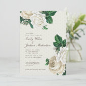 ホワエレガントイトクリームフローラ結婚植物薬 招待状 (スタンド正面)