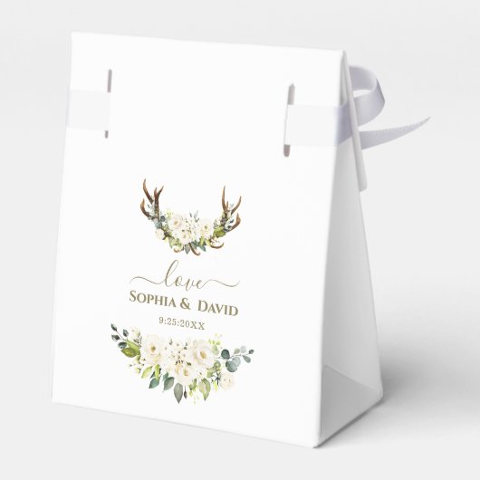 ホワエレガントイトクリーム花〔雄ジカの〕枝角結婚ズ フェイバーボックス (裏面サイド)