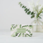 ホワエレガントイトグリーン熱帯ビーチ葉シック 名刺 (スタンド正面)