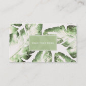 ホワエレガントイトグリーン熱帯ビーチ葉シック 名刺 (正面)