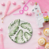 ホワエレガントイトグリーン熱帯ビーチ葉ズ結婚ズ ペーパープレート (パーティー)