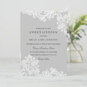 ホワエレガントイトグレーレースSweet sixteen招待状 招待状 (スタンド正面)
