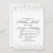 ホワエレガントイトシルバーグレーグリッター75誕生日 招待状 (正面)