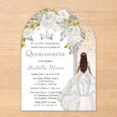 ホワエレガントイトシルバーバラフローラキンセアニラパーティー アクリル招待状 (正面)