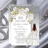 ホワエレガントイトシルバーバラフローラキンセアニラパーティー 箔招待状