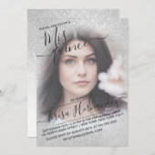 ホワエレガントイトスパークレーグリッター写真キンチェニェラ 招待状 (正面/裏面)