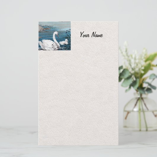 ホワエレガントイトスワンベビー 便箋 (スタンド正面)