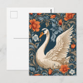 ホワエレガントイトスワン・ウィリアム・モリスインスパイアフローラ ポストカード (正面/裏面)