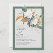 ホワエレガントイトセージ緑フローラ結婚式招待状 招待状 (正面)