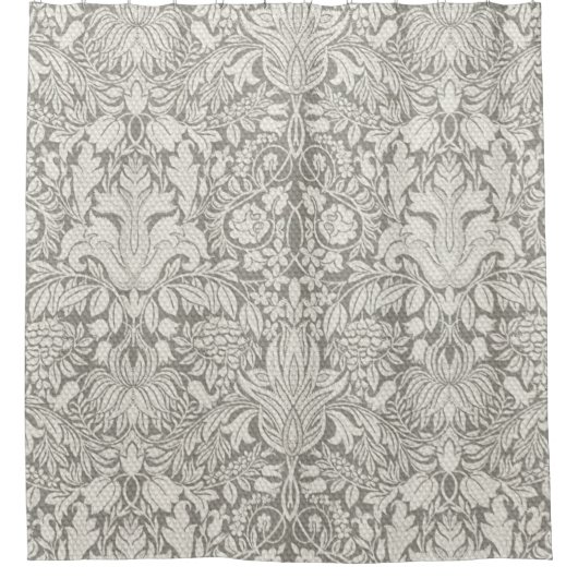 ホワエレガントイトダマスクフローラホームデコール シャワーカーテン (正面)