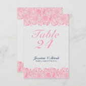 ホワエレガントイトダマスク&ピンクフローラペイズリーレース 招待状 (正面/裏面)