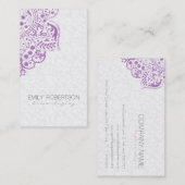 ホワエレガントイトダマスパープルヴィンテージレース 名刺 (正面/裏面)