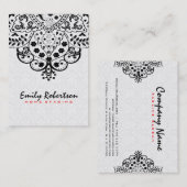ホワエレガントイトダマスブラックヴィンテージレース 名刺 (正面/裏面)