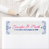 ホワエレガントイトダンスク&ブルー王室のフローラダンマスク ラベル (インサイチュ)