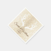 ホワエレガントイトディアー〔雄ジカの〕枝角&ポーンヒードプリント スタンダードカクテルナプキン (角)
