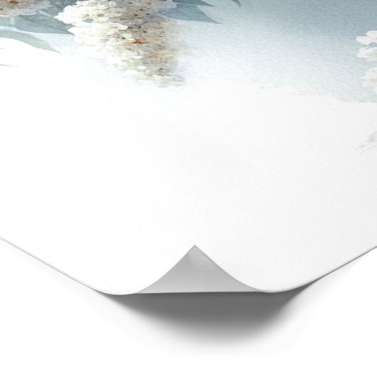 ホワエレガントイトバドデリアフローラブーケアートパターン ポスター (角)