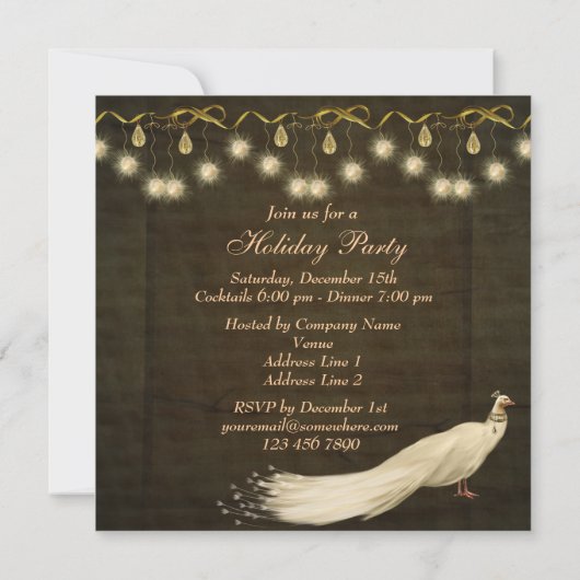 ホワエレガントイトピーコックのクリスマスパーティー 招待状 (裏面)