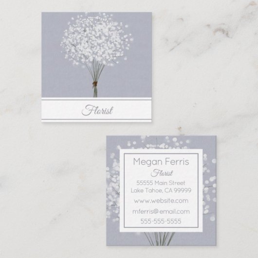 ホワエレガントイトフローラスクエア スクエア名刺 (正面/裏面)