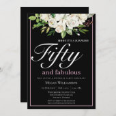 ホワエレガントイトフローラ50と素晴らしい誕生日 招待状 (正面/裏面)