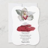 ホワエレガントイトブルゴーディオーキッド結婚式招待状 招待状 (正面)