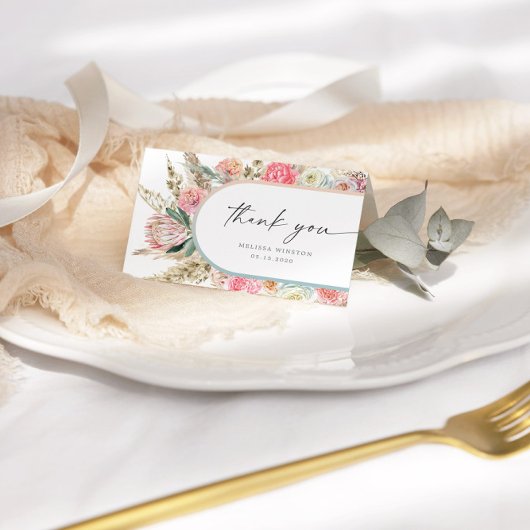 ホワエレガントイトボヘミアンフローラサンキューカード カード