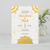 ホワエレガントイトモダンタイポグラフィ結婚ズ 箔招待状 (立ち正面)