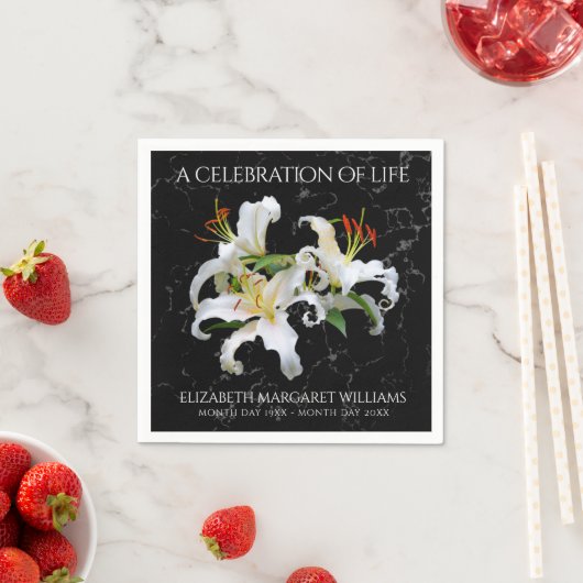 ホワエレガントイトユリお祝い スタンダードカクテルナプキン (インサイチュ)