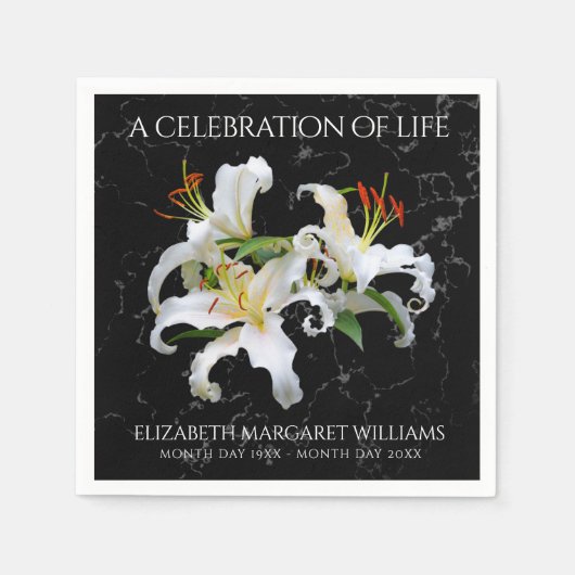 ホワエレガントイトユリお祝い スタンダードカクテルナプキン (正面)