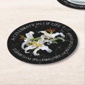 ホワエレガントイトユリお祝い ラウンドペーパーコースター (アングル)