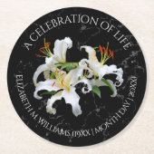 ホワエレガントイトユリお祝い ラウンドペーパーコースター (正面)