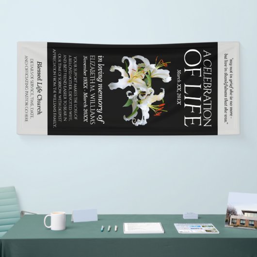 ホワエレガントイトユリお祝い 横断幕 (トレードショー)