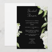 ホワエレガントイトランジェアブラックブライダルシャワー 招待状 (正面/裏面)