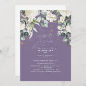 ホワエレガントイトランジェアラベンダーブライダルシャワー 招待状 (正面/裏面)