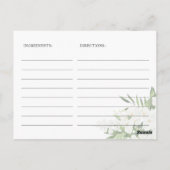 ホワエレガントイトランブライダルシャワーレシピカード ポストカード (裏面)