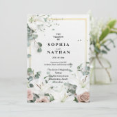 ホワエレガントイトリリー&ユーカリフローラズ結婚 招待状 (スタンド正面)
