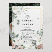 ホワエレガントイトリリー&ユーカリフローラズ結婚 招待状 (正面/裏面)