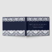 ホワエレガントイトレースネイビーブルーキンセアニェラパーティー ゲストブック (全面)