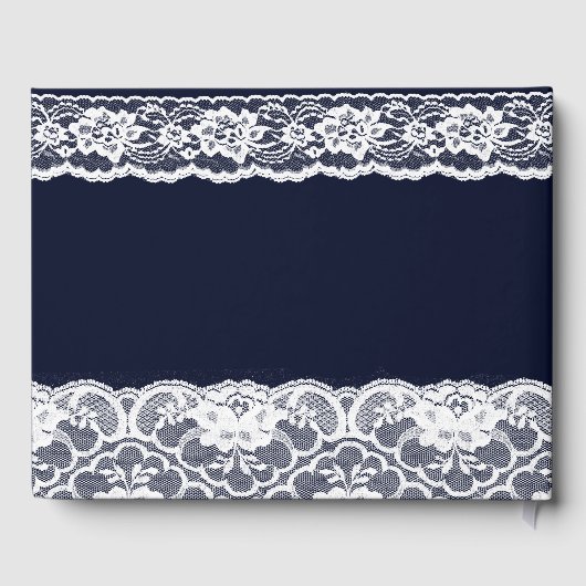 ホワエレガントイトレースネイビーブルーキンセアニェラパーティー ゲストブック (裏面)