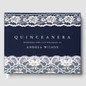 ホワエレガントイトレースネイビーブルーキンセアニェラパーティー ゲストブック (正面)