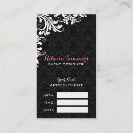 ホワエレガントイトレースブラックダマスクアポイントメントカード 予約カード