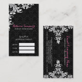 ホワエレガントイトレースブラックダマスクアポイントメントカード 予約カード (正面/裏面)