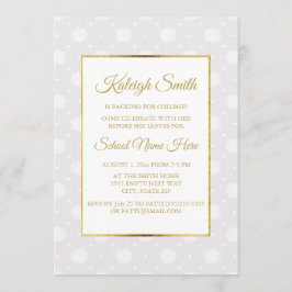 ホワエレガントイトレース及び金ゴールドトランクパーティー招待状 招待状