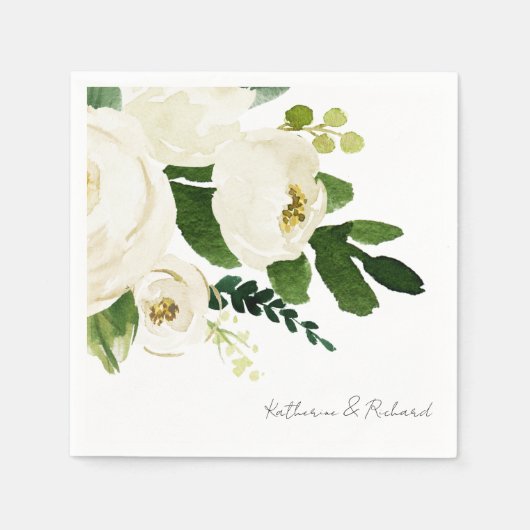 ホワエレガントイトローズのスクリプパーソナライズされたトカクテル スタンダードカクテルナプキン (正面)