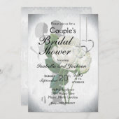 ホワエレガントイトローズカップルブライダルシャワー 招待状 (正面/裏面)