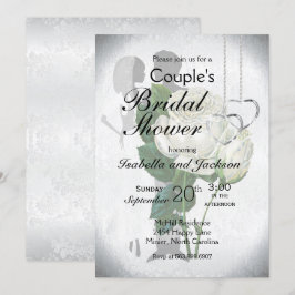 ホワエレガントイトローズカップルブライダルシャワー 招待状