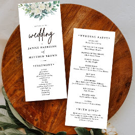 ホワエレガントイトローズグリーナリーフローラ結婚式 プログラム